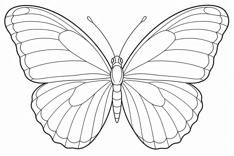 Velký motýl morpho s kulatými křídly pohledem zepředu s otevřenými křídly a minimálním vnitřním detailem