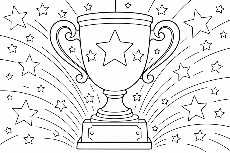 eine glänzende Trophäentasse mit kleinen Sternen