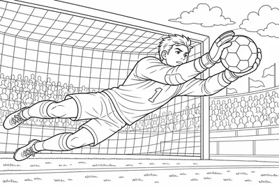 a goalkeeper diving to catch the ball