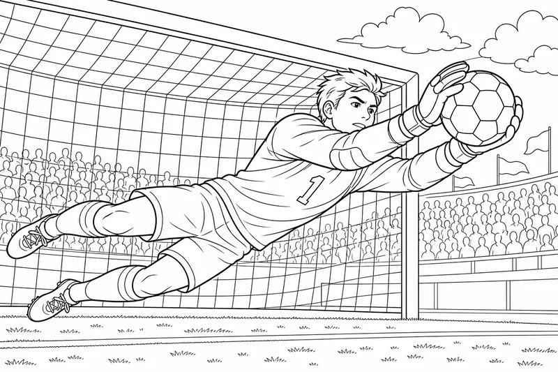 a goalkeeper diving to catch the ball