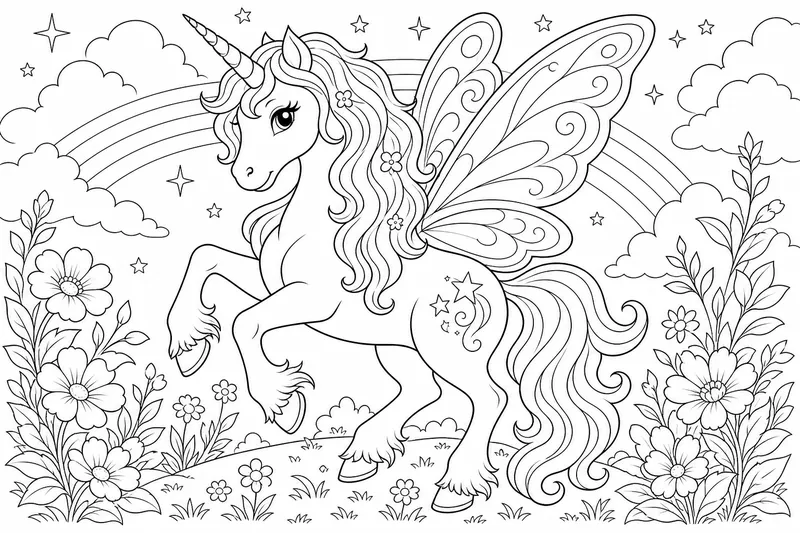 A unicorn with fairy wings