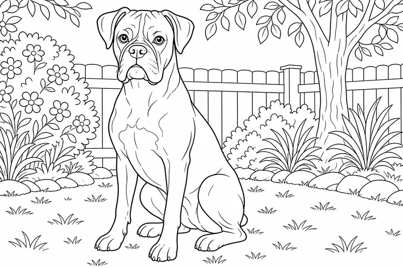 A boxer dog sitting alert with a short glossy coat and a square muzzle