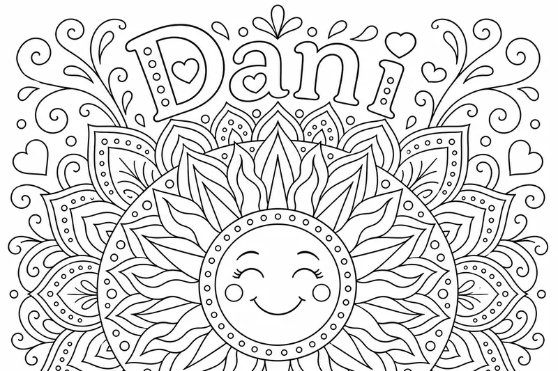 Egy nap. A nap felett ez áll: Dani. Mindent mandalaként kell ábrázolni.